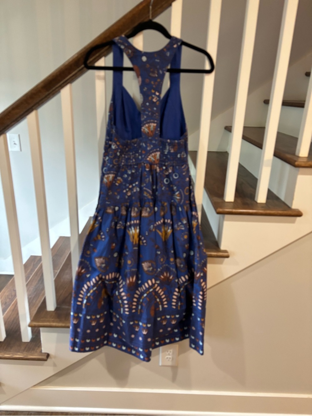 Anthropology Printed Sweetheart Dress Sleeveless Blue Printed Midi Dress - Picture 4 of 5